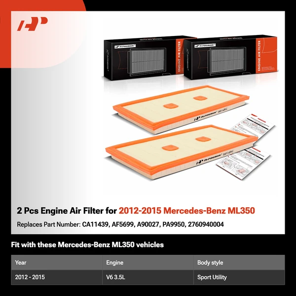 2 Pcs Engine Air Filter for 2012-2015 Mercedes-Benz ML350