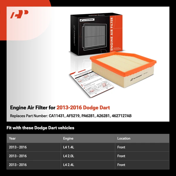 Engine Air Filter for 2013-2016 Dodge Dart