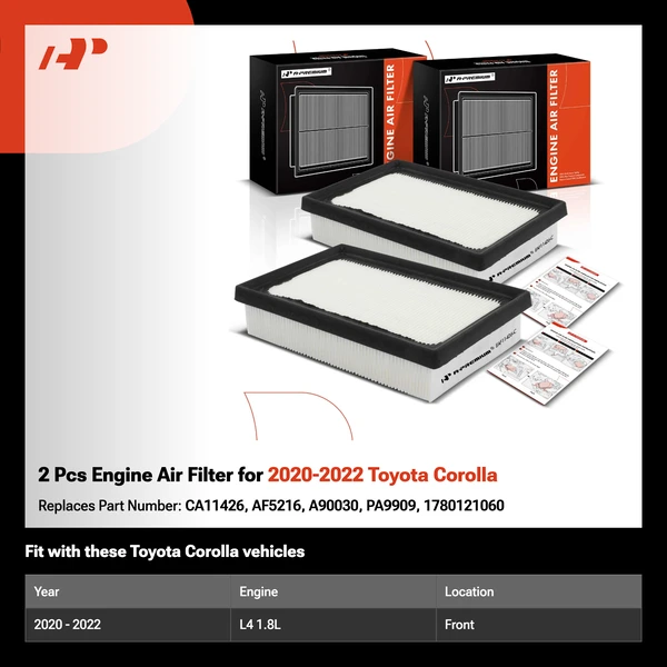 2 Pcs Engine Air Filter for 2020-2022 Toyota Corolla
