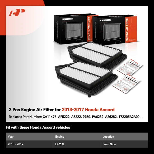 2 Pcs Engine Air Filter for 2013-2017 Honda Accord