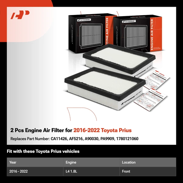 2 Pcs Engine Air Filter for 2016-2022 Toyota Prius