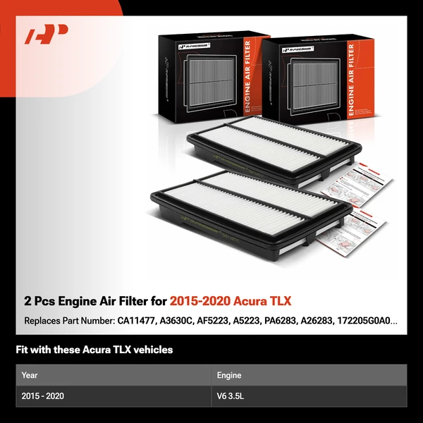 2 Pcs Engine Air Filter for 2015-2020 Acura TLX