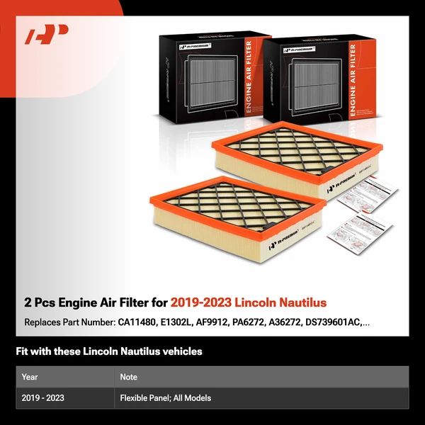 2 Pcs Engine Air Filter for 2019-2023 Lincoln Nautilus