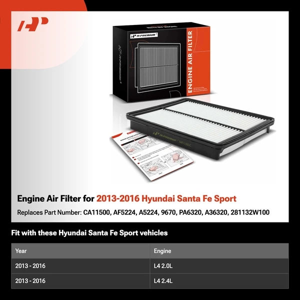 Engine Air Filter for 2013-2016 Hyundai Santa Fe Sport