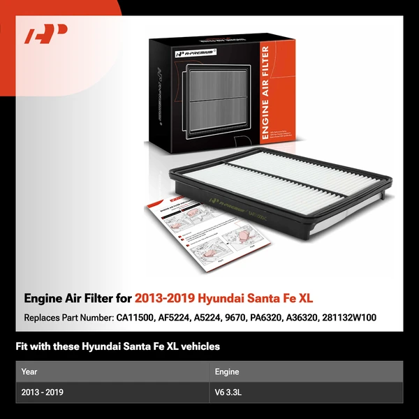 Engine Air Filter for 2013-2019 Hyundai Santa Fe XL