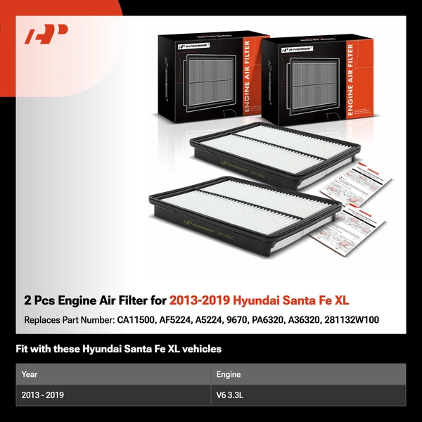 2 Pcs Engine Air Filter for 2013-2019 Hyundai Santa Fe XL