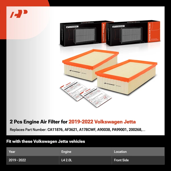 2 Pcs Engine Air Filter for 2019-2022 Volkswagen Jetta
