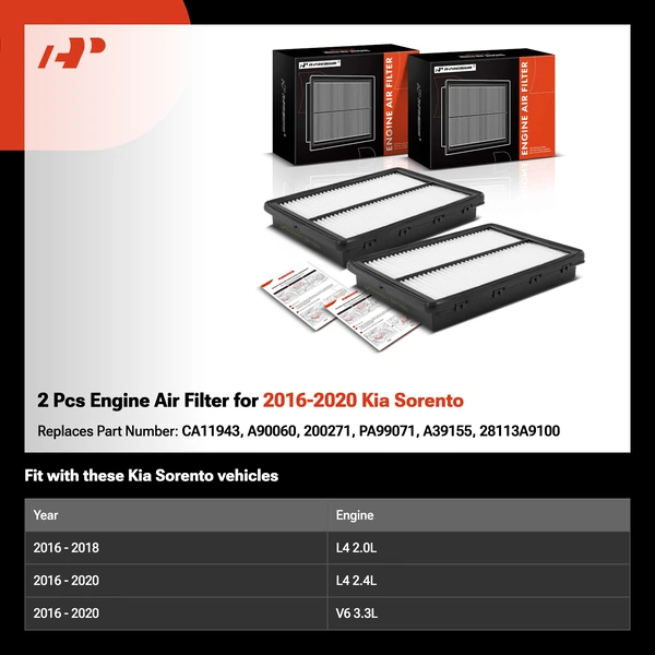 2 Pcs Engine Air Filter for 2016-2020 Kia Sorento