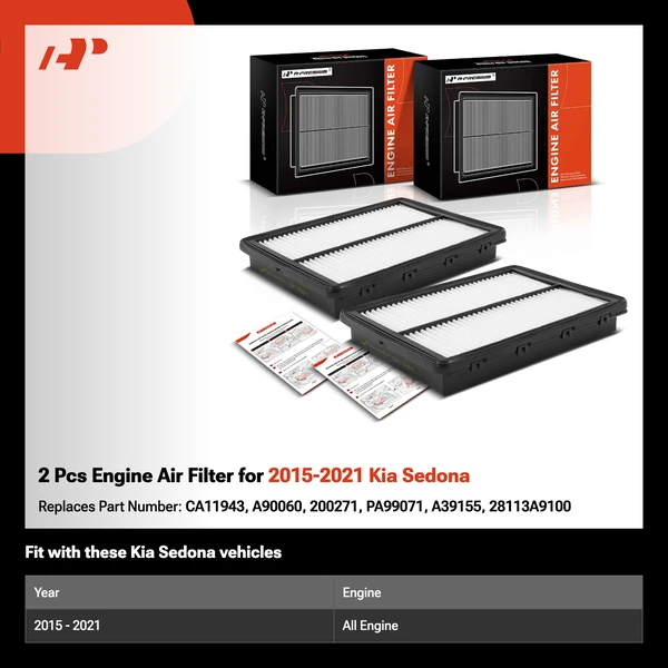 2 Pcs Engine Air Filter for 2015-2021 Kia Sedona