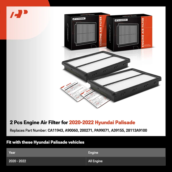 2 Pcs Engine Air Filter for 2020-2022 Hyundai Palisade