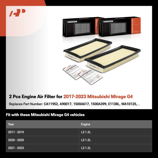 2 Pcs Engine Air Filter for 2017-2023 Mitsubishi Mirage G4