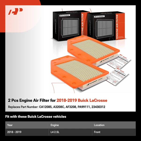 2 Pcs Engine Air Filter for 2018-2019 Buick LaCrosse