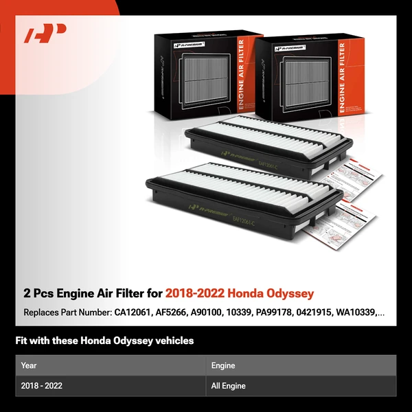 2 Pcs Engine Air Filter for 2018-2022 Honda Odyssey