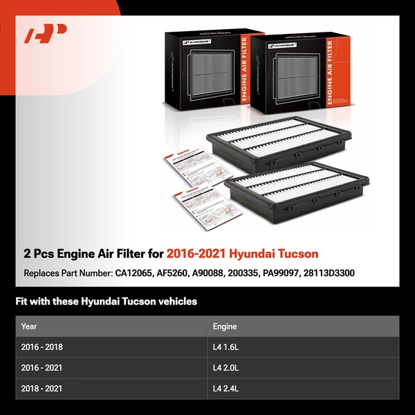 2 Pcs Engine Air Filter for 2016-2021 Hyundai Tucson