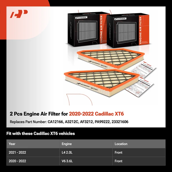 2 Pcs Engine Air Filter for 2020-2022 Cadillac XT6