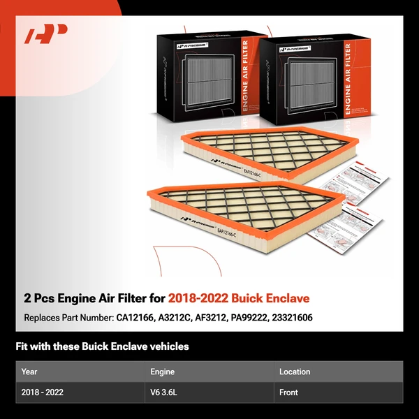 2 Pcs Engine Air Filter for 2018-2022 Buick Enclave