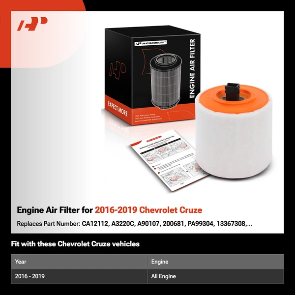 Engine Air Filter for 2016-2019 Chevrolet Cruze