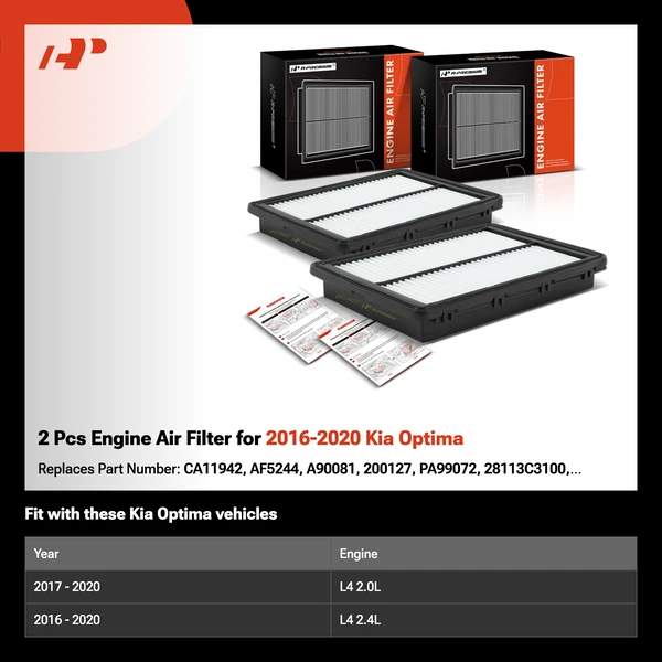 2 Pcs Engine Air Filter for 2016-2020 Kia Optima