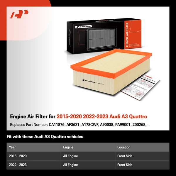 Engine Air Filter for 2015-2020 2022-2023 Audi A3 Quattro