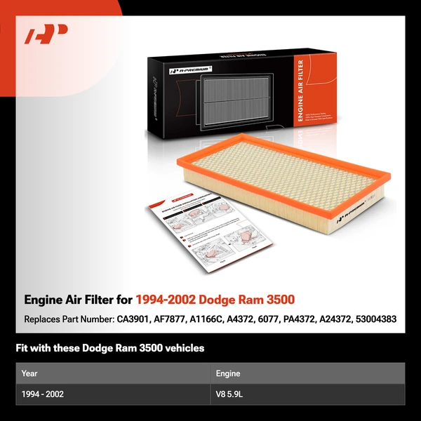 Engine Air Filter for 1994-2002 Dodge Ram 3500