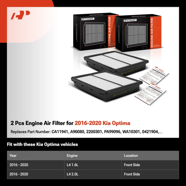 2 Pcs Engine Air Filter for 2016-2020 Kia Optima