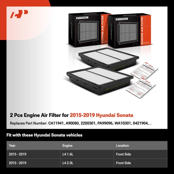 2 Pcs Engine Air Filter for 2015-2019 Hyundai Sonata
