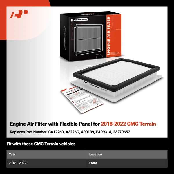 Engine Air Filter with Flexible Panel for 2018-2022 GMC Terrain