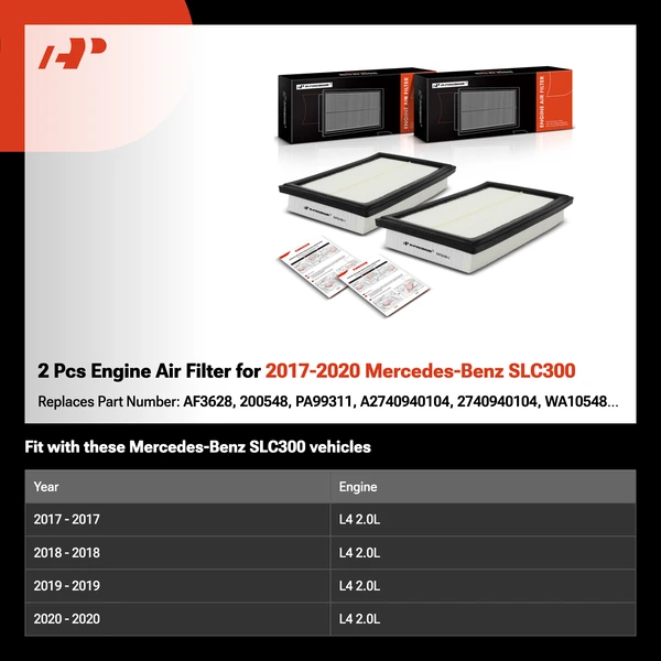 2 Pcs Engine Air Filter for 2017-2020 Mercedes-Benz SLC300