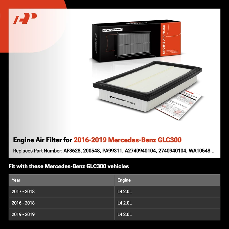 Engine Air Filter for 2016-2019 Mercedes-Benz GLC300