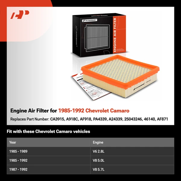 Engine Air Filter for 1985-1992 Chevrolet Camaro