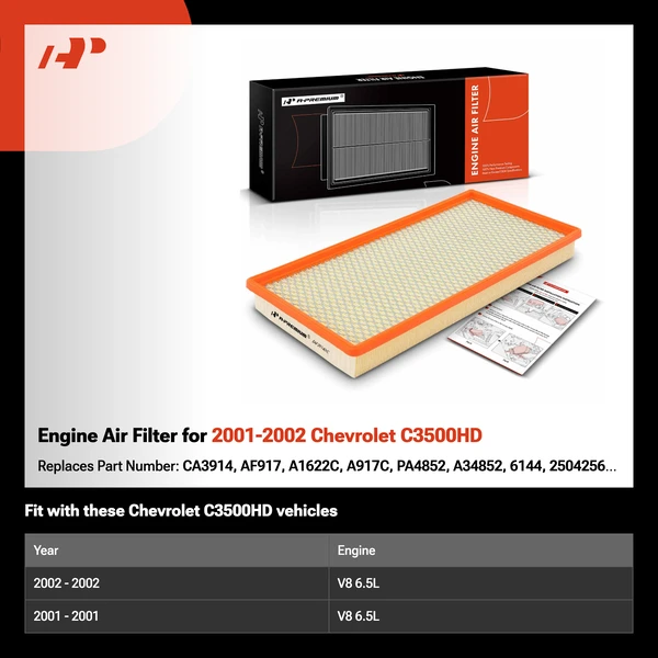 Engine Air Filter for 2001-2002 Chevrolet C3500HD
