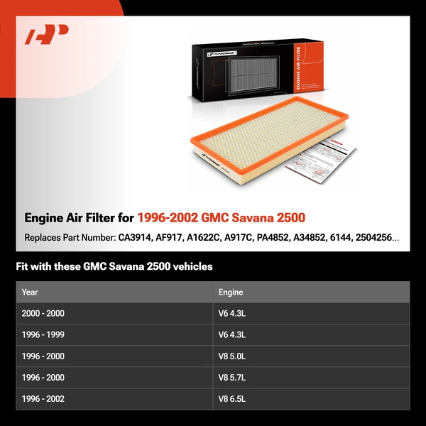 Engine Air Filter for 1996-2002 GMC Savana 2500