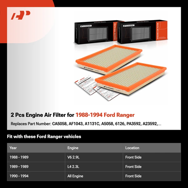 2 Pcs Engine Air Filter for 1988-1994 Ford Ranger
