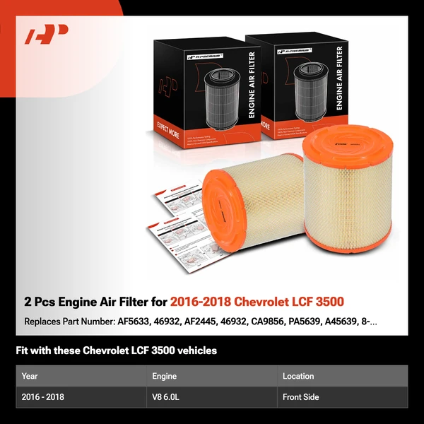 2 Pcs Engine Air Filter for 2016-2018 Chevrolet LCF 3500