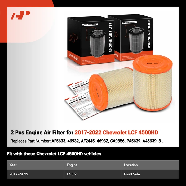 2 Pcs Engine Air Filter for 2017-2022 Chevrolet LCF 4500HD