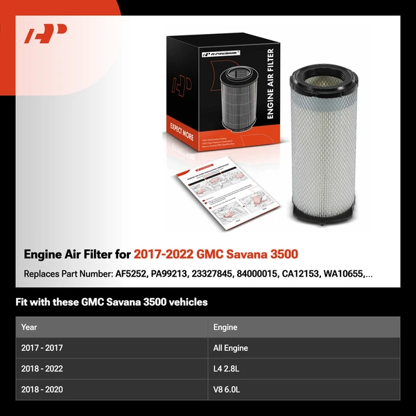 Engine Air Filter for 2017-2022 GMC Savana 3500