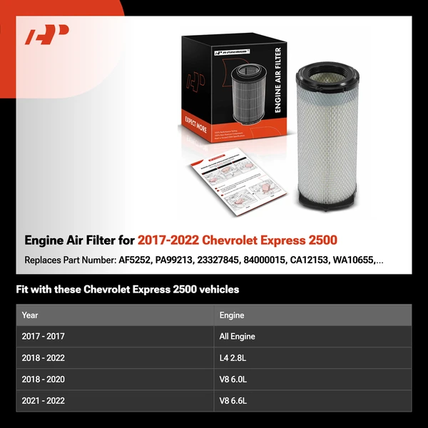 Engine Air Filter for 2017-2022 Chevrolet Express 2500