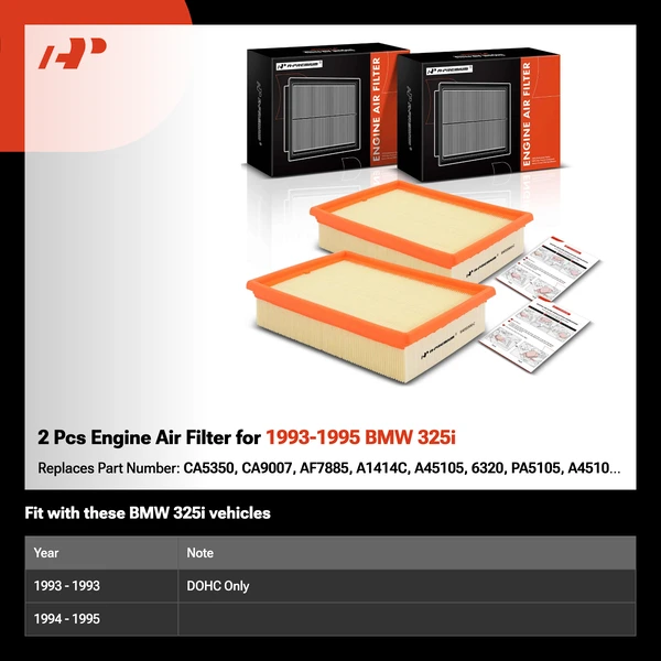 2 Pcs Engine Air Filter for 1993-1995 BMW 325i