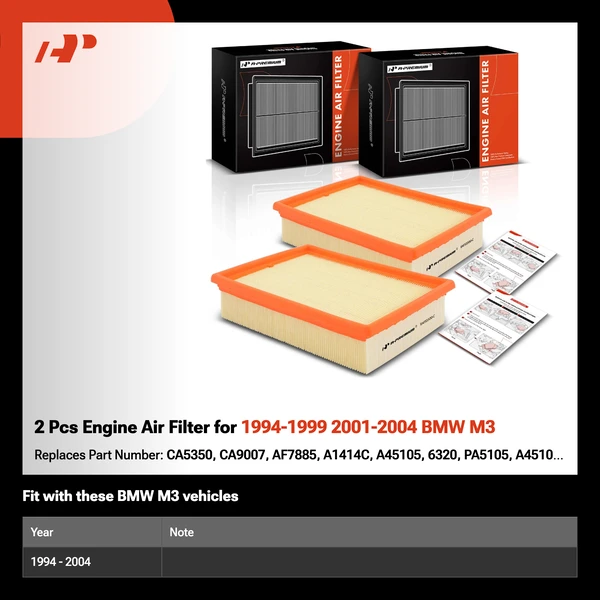 2 Pcs Engine Air Filter for 1994-1999 2001-2004 BMW M3