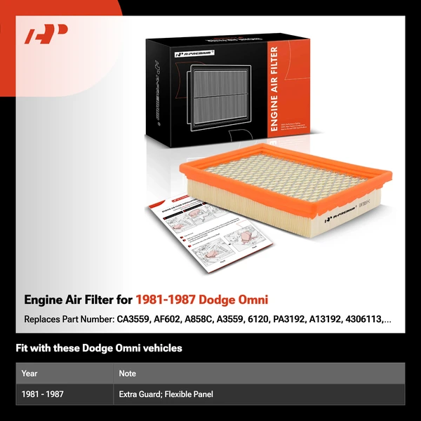 Engine Air Filter for 1981-1987 Dodge Omni