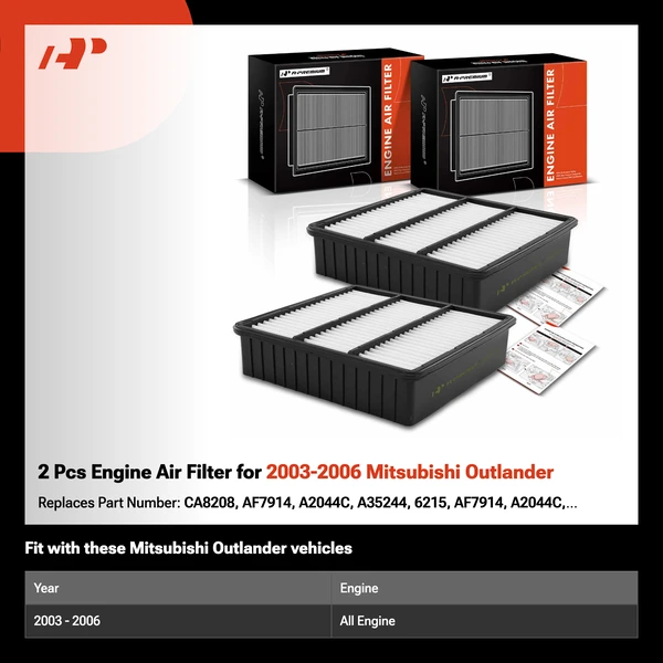 2 Pcs Engine Air Filter for 2003-2006 Mitsubishi Outlander