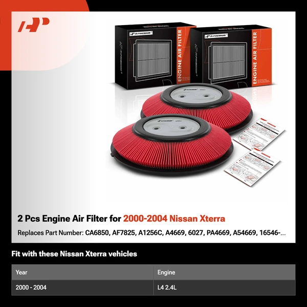 2 Pcs Engine Air Filter for 2000-2004 Nissan Xterra
