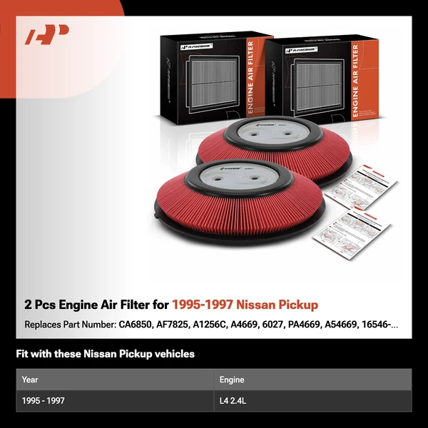 2 Pcs Engine Air Filter for 1995-1997 Nissan Pickup