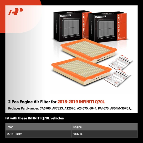2 Pcs Engine Air Filter for 2015-2019 INFINITI Q70L