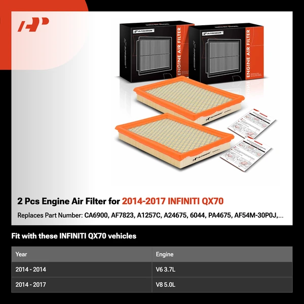 2 Pcs Engine Air Filter for 2014-2017 INFINITI QX70