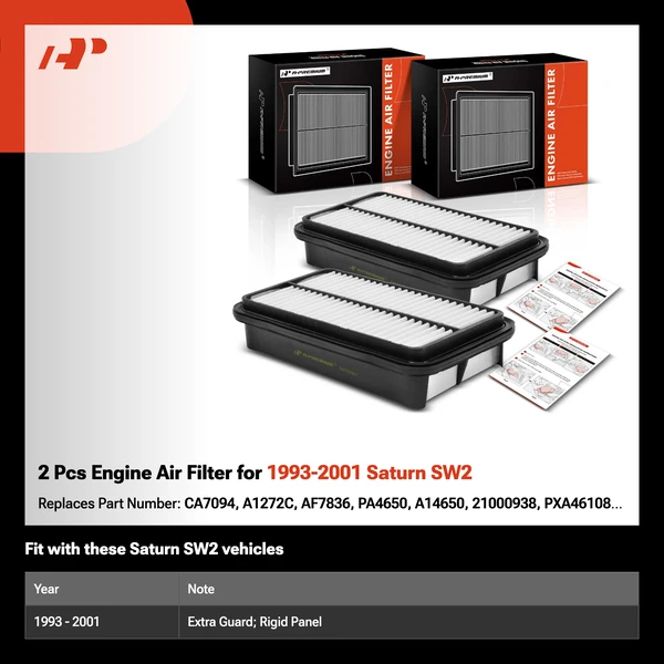 2 Pcs Engine Air Filter for 1993-2001 Saturn SW2