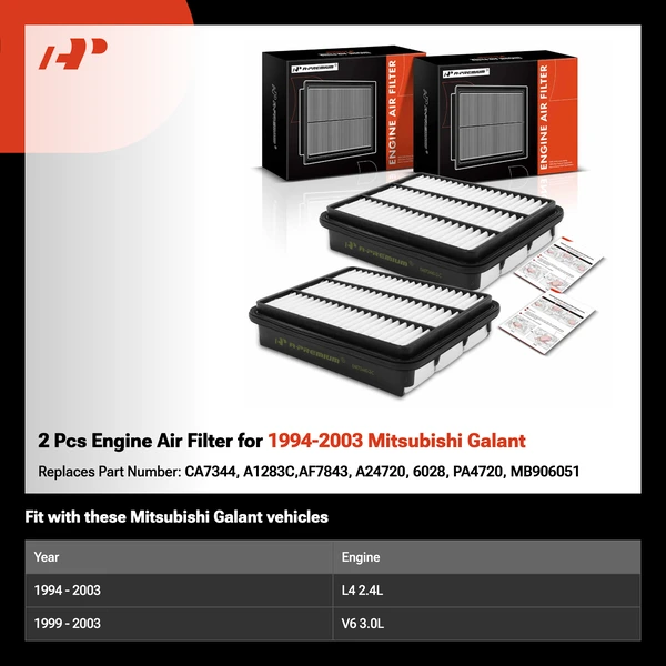 2 Pcs Engine Air Filter for 1994-2003 Mitsubishi Galant