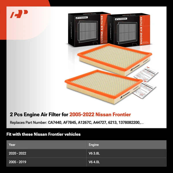 2 Pcs Engine Air Filter for 2005-2022 Nissan Frontier