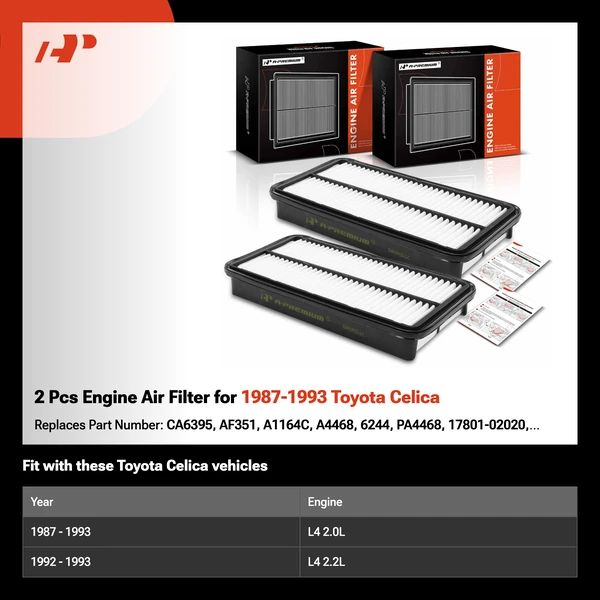 2 Pcs Engine Air Filter for 1987-1993 Toyota Celica