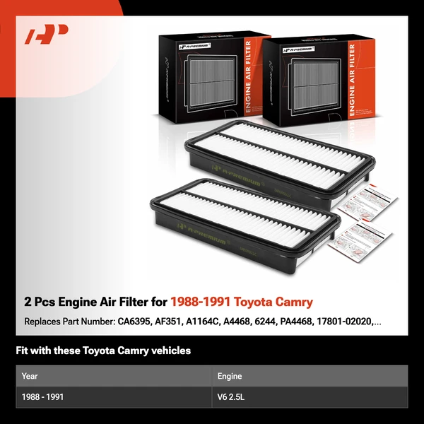 2 Pcs Engine Air Filter for 1988-1991 Toyota Camry